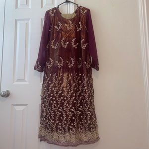 Purple and golden desi suit